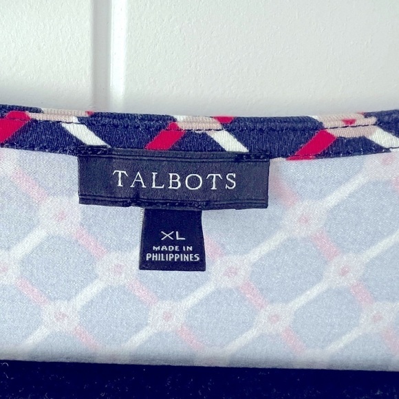 Talbots Crossover Top Navy Red Beige Size XL - Picture 3 of 7